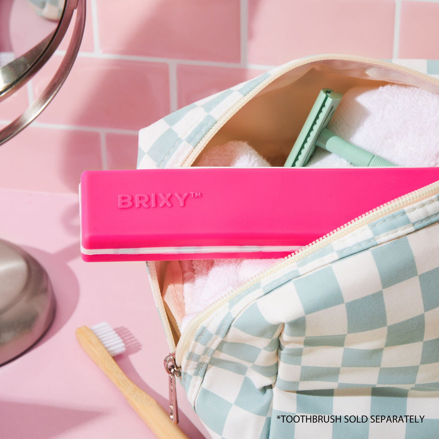 Toothbrush Travel Containers - Pink, Green