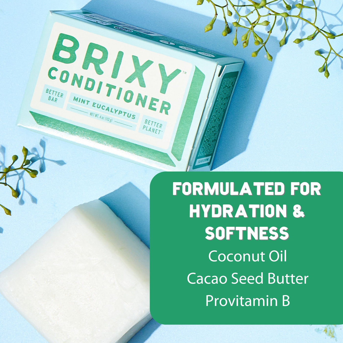 Hydrating Conditioner Bar - Mint Eucalyptus - BRIXY