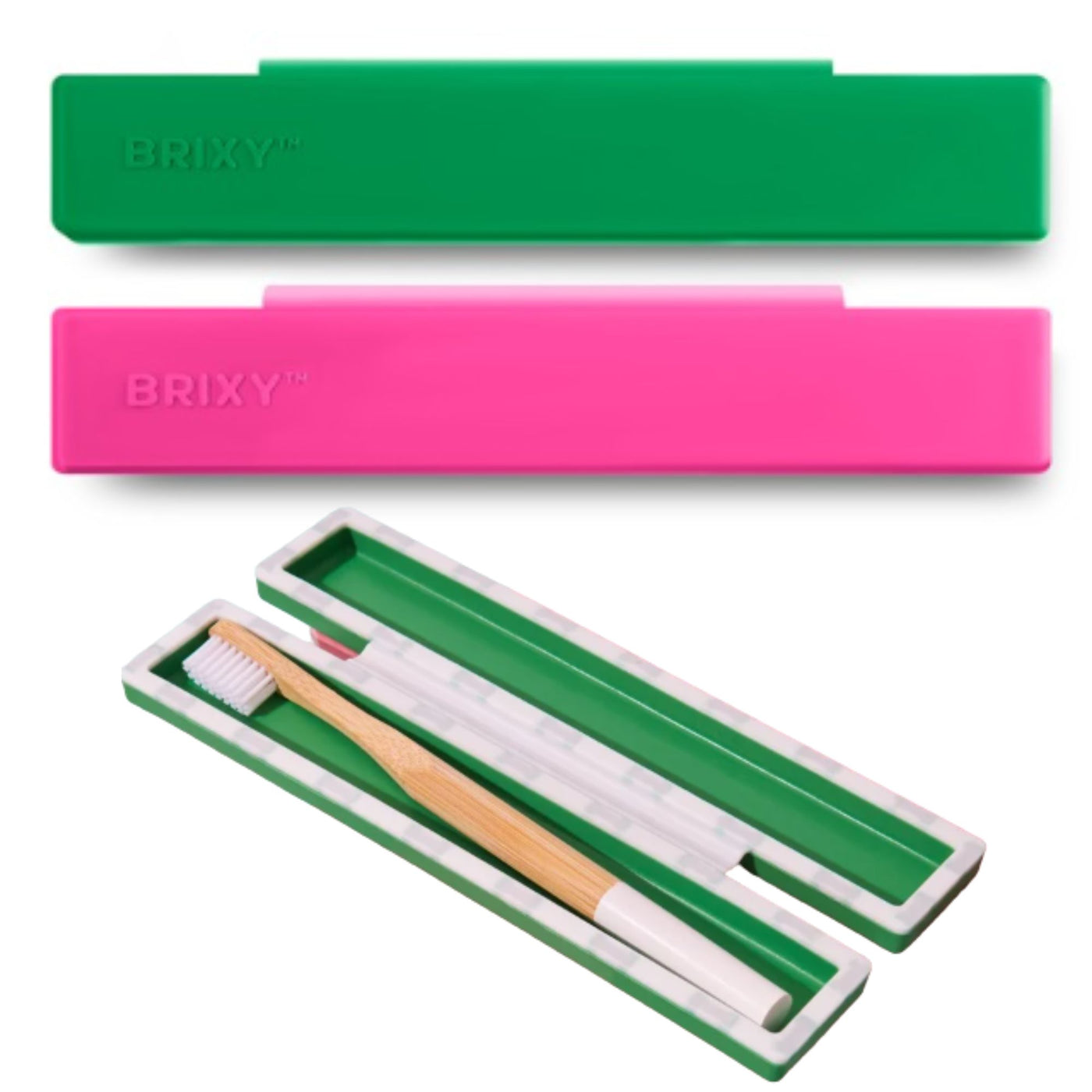 Toothbrush Travel Containers - Pink, Green